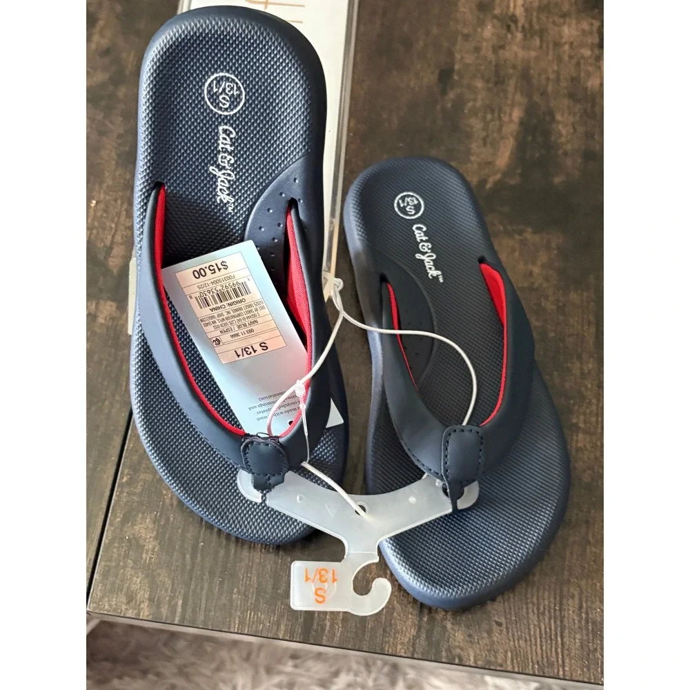 Little Boys' Espen EVA Flip Flops Cat & Jack Navy Blue Size 13/1 New With Tags
